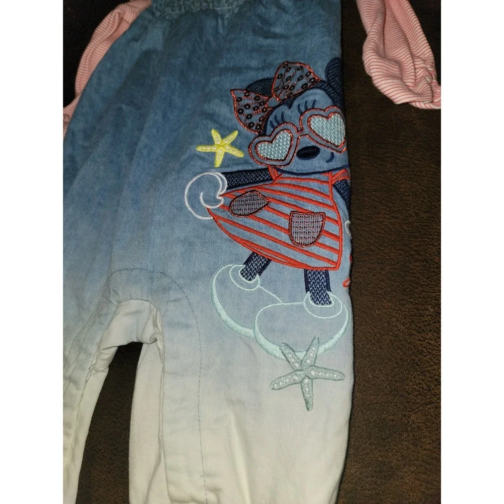 Disney baby by Disney store minnie mouse‎ overalls and top size 9 12 months